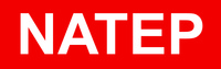 Natep logo white on red