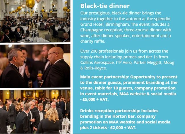 Black tie dinner partnership graphic